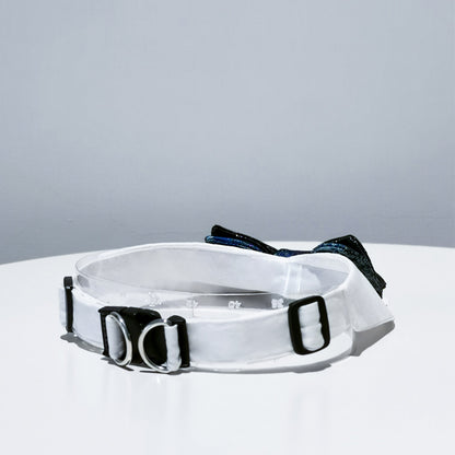 This collar with double bow tie and shirt collar is totally customizable, change fabric, shape and color