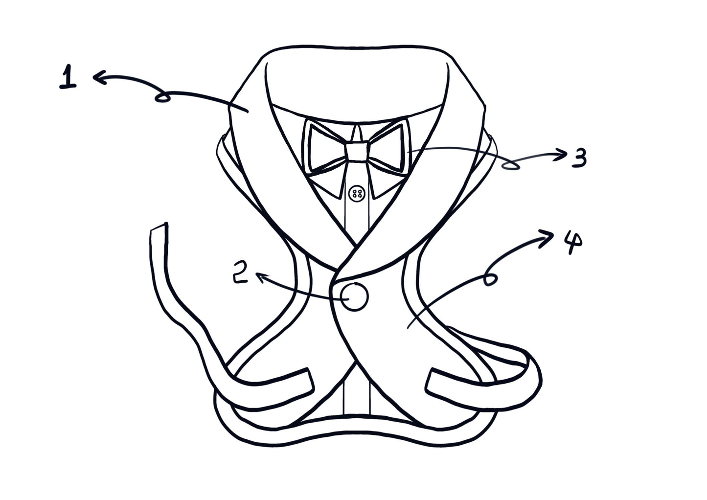 shawl collar dog tuxedo harness with bow tie